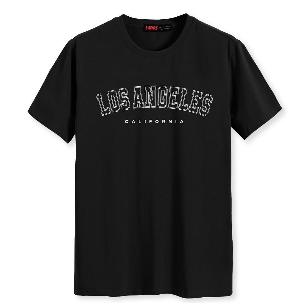 Áo thun nam tay ngắn họa tiết LOS ANGELES LADOS - 9081, vải cotton thoáng mát, form rộng, siêu đẹp