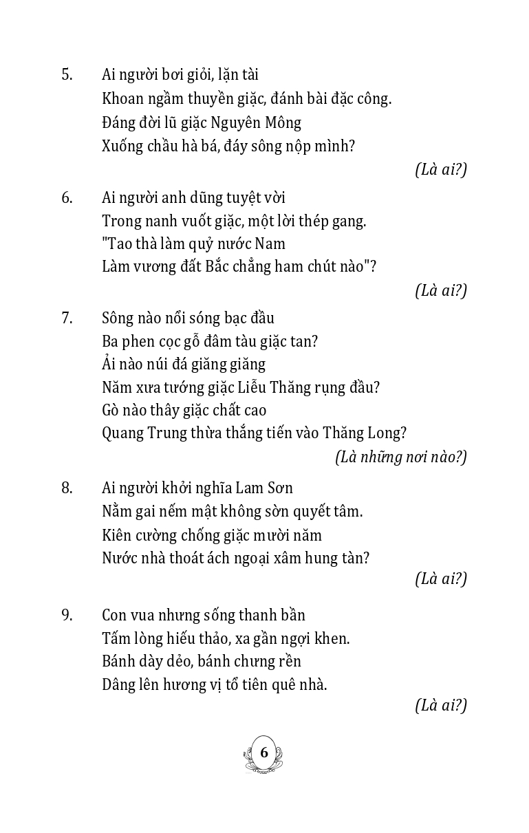 Câu Đố Nhân Vật Lịch Sử, Địa Danh