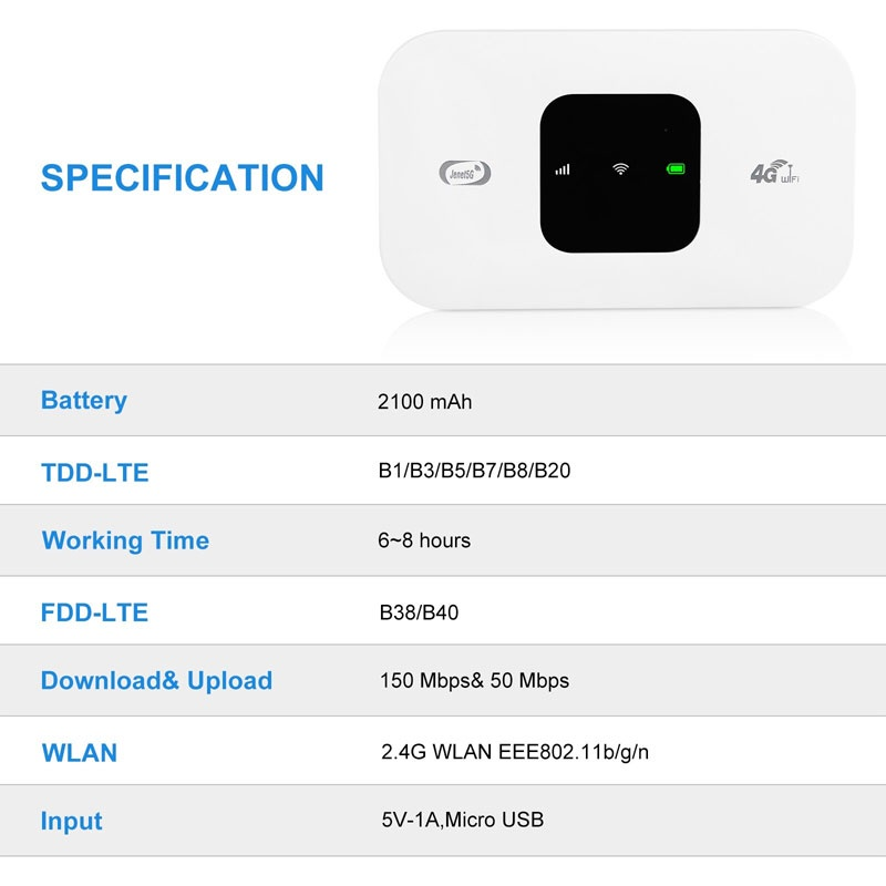 Bộ Phát WIFI Di Động Từ Sim 4G/5G/LTE ZTE MF800 - Pin 2100mAh - Bộ Phát WIFI Không Dây Kết Nối Tối Đa 10 Thiết Bị - Hàng Chính Hãng