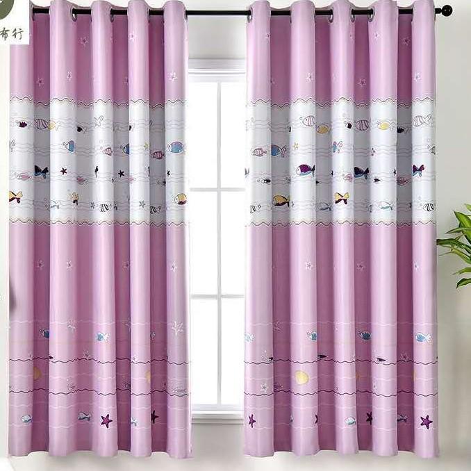 Rèm cửa rèm che nắng cá xinh cao 2m hai màu xanh, hồng