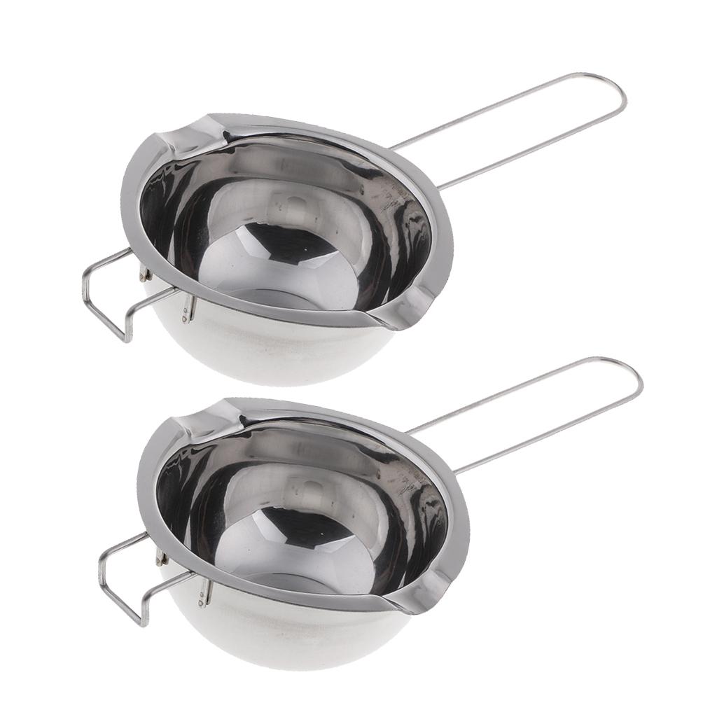 2X Dài Tay Cầm Thép Không Gỉ Sáp Nến Nóng Chảy Nồi Cho Nến Làm