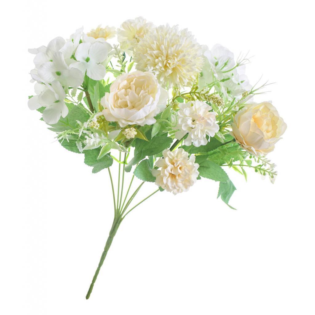 4 Pieces 7 Head Artificial Silk Peony Hand Flower Bouquet for Garden Wedding