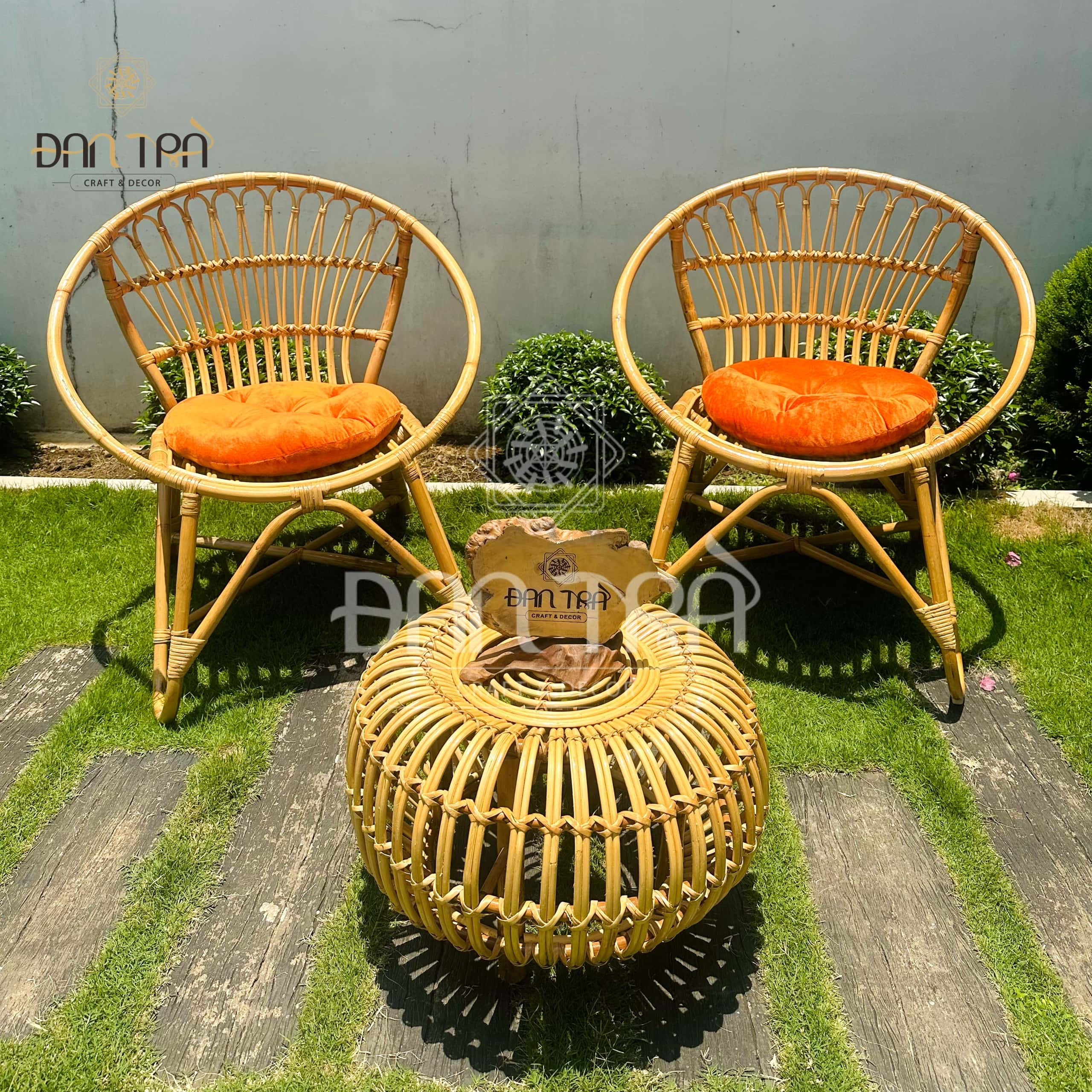 Đôn Mây Bí Decor Phòng Nhỏ Gọn- Đôn Mây Ban Công Thư Giãn Uống Trà- Đôn Mây Gác Chân Gía Rẻ- Mây Tre Đan Trà Decor