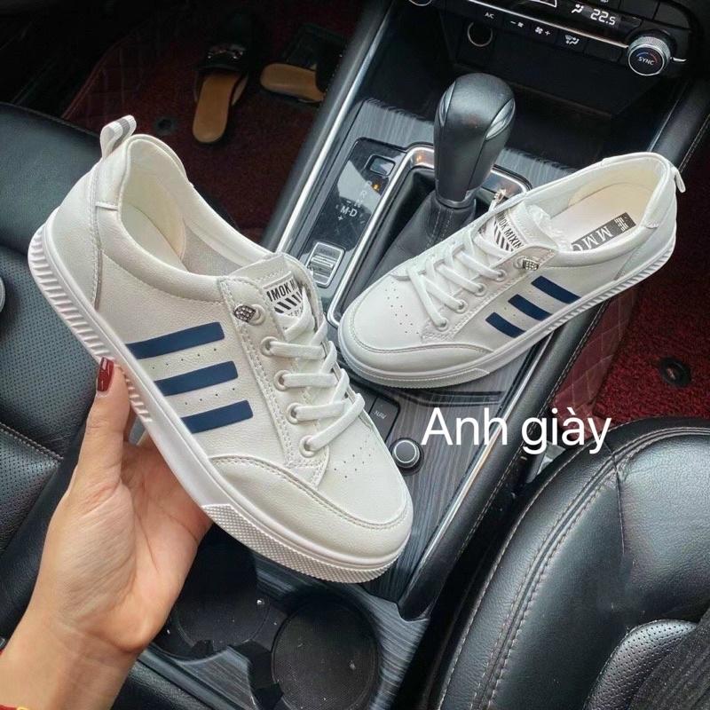 TT06 - Giày thể thao nữ trắng 3 vạch không cần buộc dây nhẹ êm