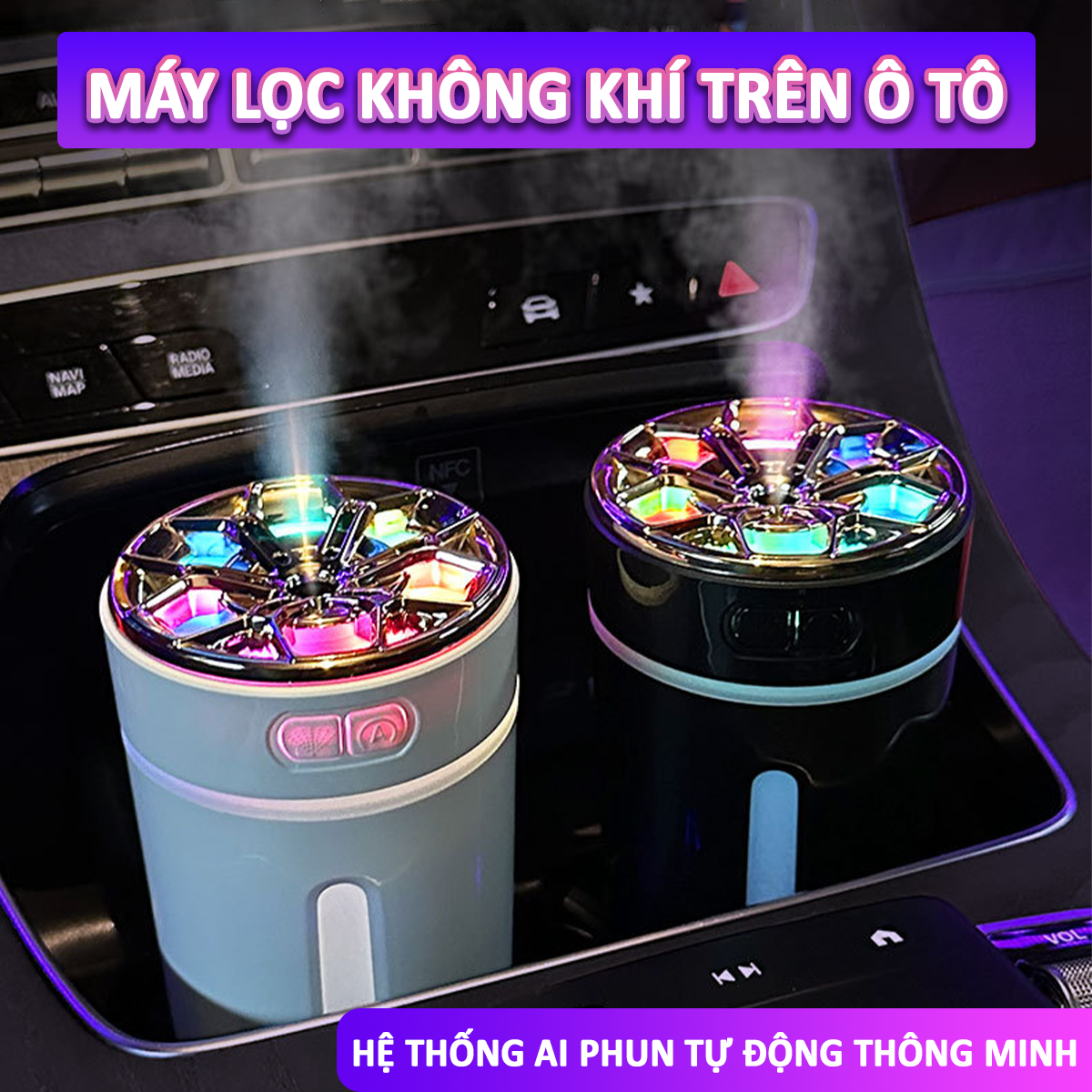 Máy lọc không khí trên ô tô máy phun sương công nghệ AI - D1676