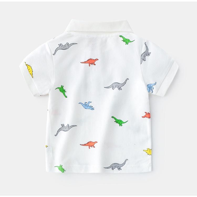 Áo phông cộc tay polo có cổ in hình khủng long cho bé trai chất vải cá sấu cao cấp - SUMO KIDS