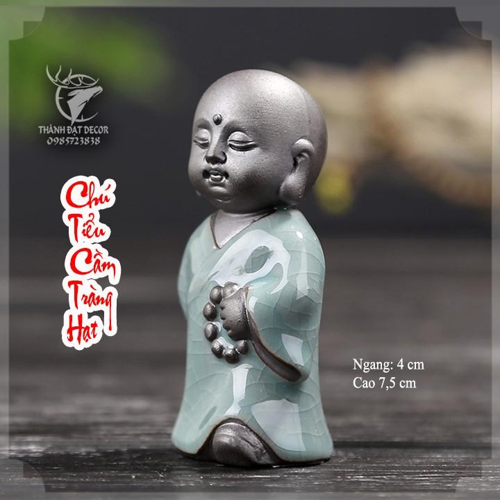 Tượng Gốm Sứ mini Tráng Men Hình Chú Tiểu và Lão Tử Trang Trí Tiểu Cảnh, Cây Bonsai, Cây Cảnh, Hòn Non Bộ, Hồ Thủy Sinh