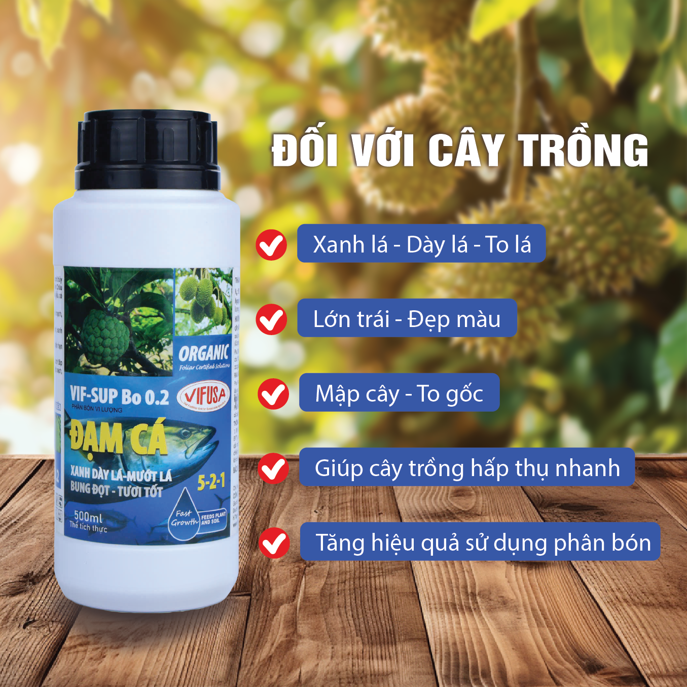 VIF-SUP Bo 0.2 - Phân bón đạm cá chai 500ml