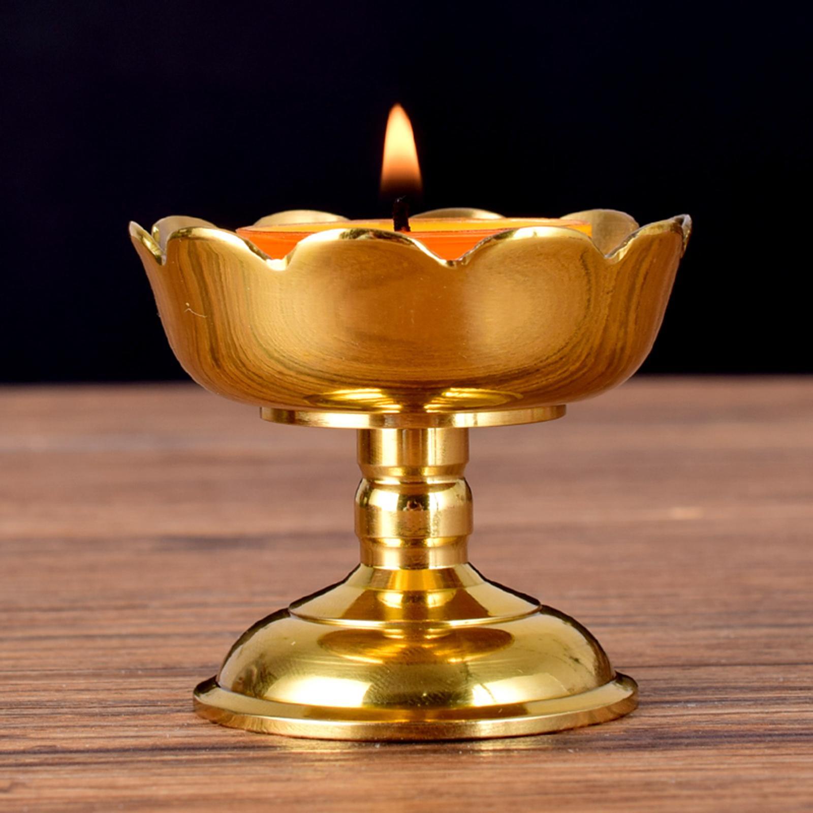 Metal Tibetan Ghee Lamp Holder Table Centerpiece Buddhist Light Holder