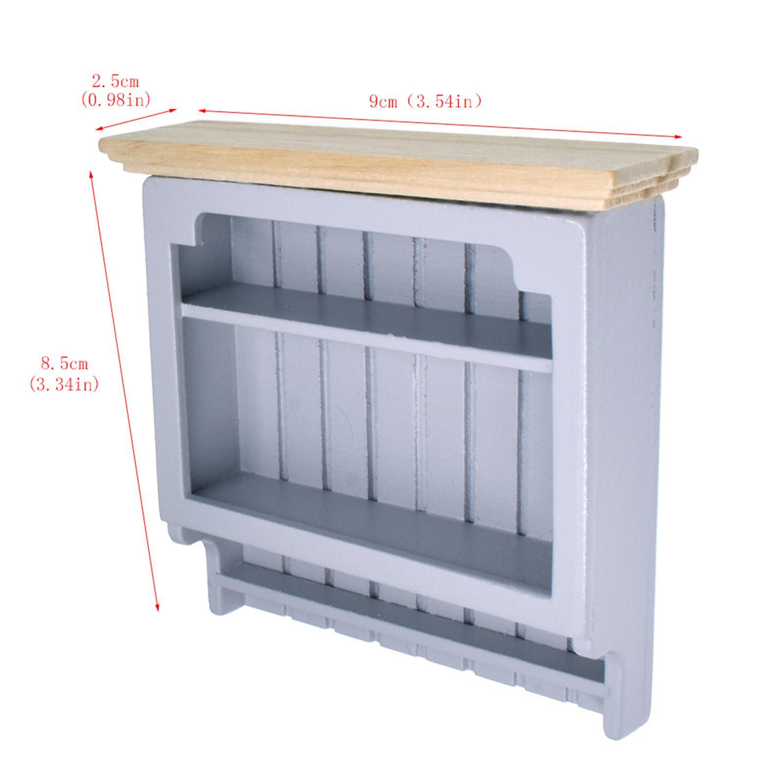 Wooden Bookshelf Dollhouse Living Room Mini 1:12 Wall Hanging Cabinet Decoration