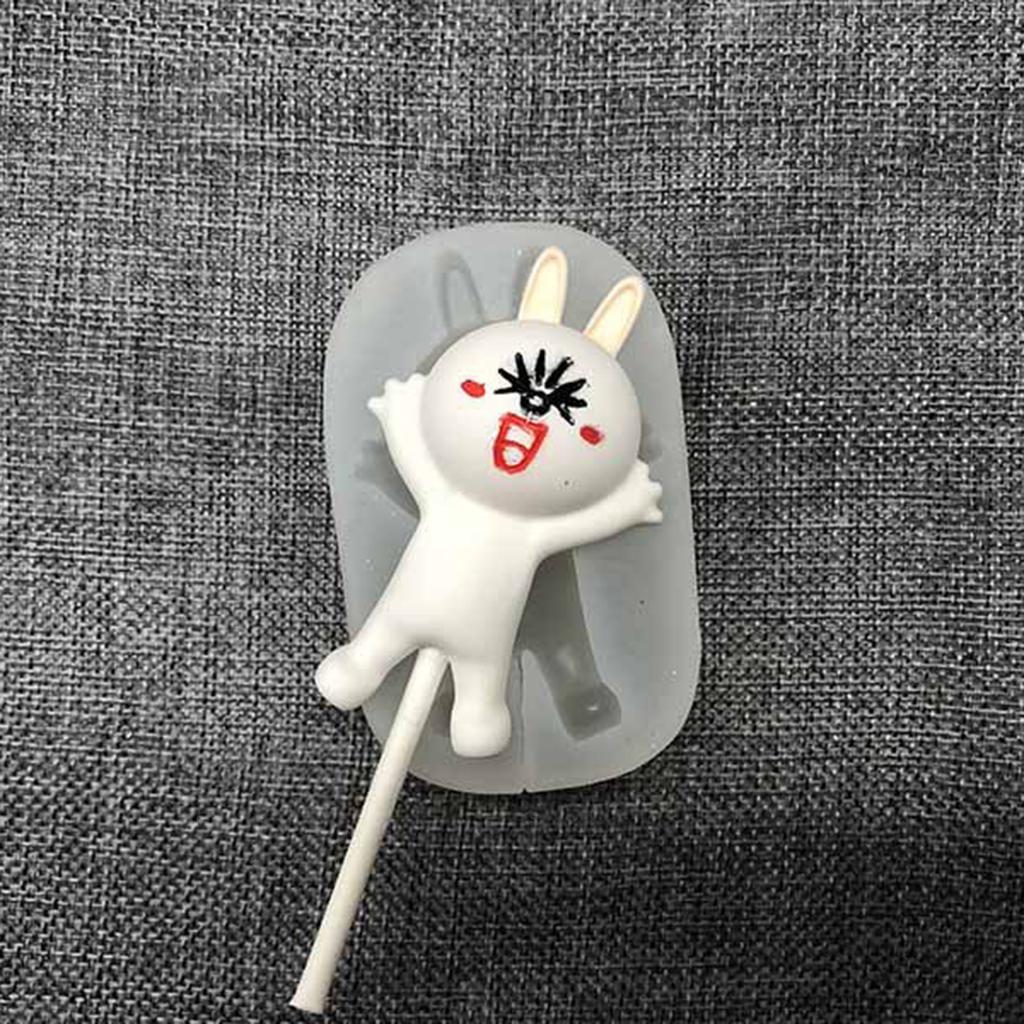 Silicone Chocolate Lollipop Mold With 2 Pieces Rabbit And Bear Shape Silicone Cake Mold Fondant Sugarcraft Baking Moulds Kitchen Cooking Tool