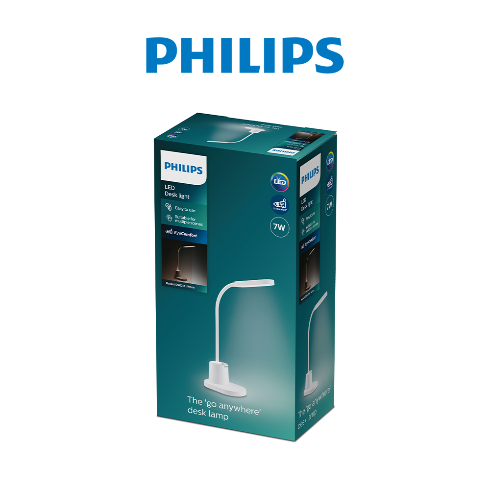 Đèn bàn Philips Bucket DSK214 7W - Điều chỉnh độ sáng, êm dịu cho đôi mắt khỏe đẹp