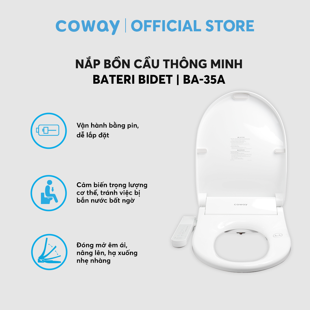 Nắp bồn cầu thông minh Coway Bateri Bidet BA35-A - Hàng chính hãng