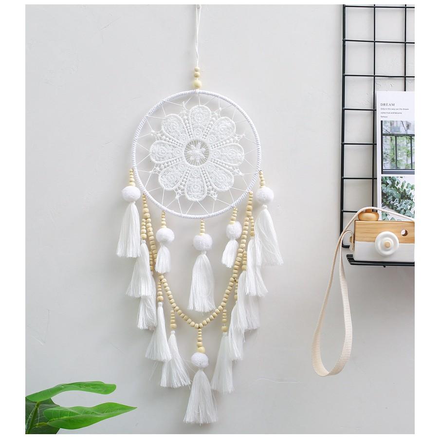 Dream Catcher Treo Tường Bông Hoa Phối Chuỗi Hạt Ấn Độ PA9850