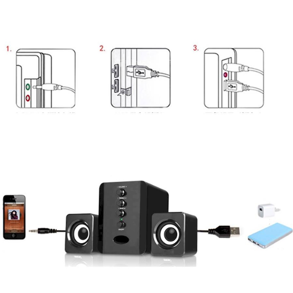 Combo Bộ 3 Loa Máy Tính USB D-202 + Tai nghe chụp tai kèm mic đàm thoại CT-770  (Màu Ngẫu Nhiên)