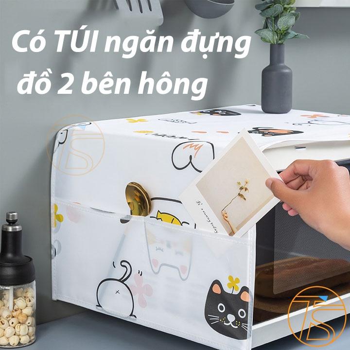 Áo Trùm Lò Vi Sóng PEVA Chống Bụi, Chống Thấm Nước Có Túi Đựng Đồ 2 Bên 85x35cm