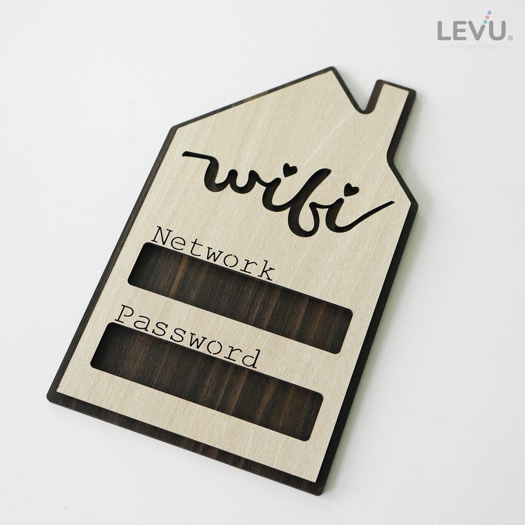 Bảng gỗ trang trí ghi thông tin wifi LEVU TW06S thiết kế ngôi nhà độc đáo