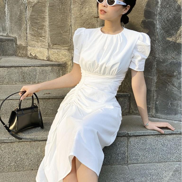 Đầm Dáng Dài Tay Phồng Rút Dây Eo ChấT Liệu Linen CO EM Thiết Kế Cao Cấp Phù Hợp Mọi Lúc Mọi Nơi