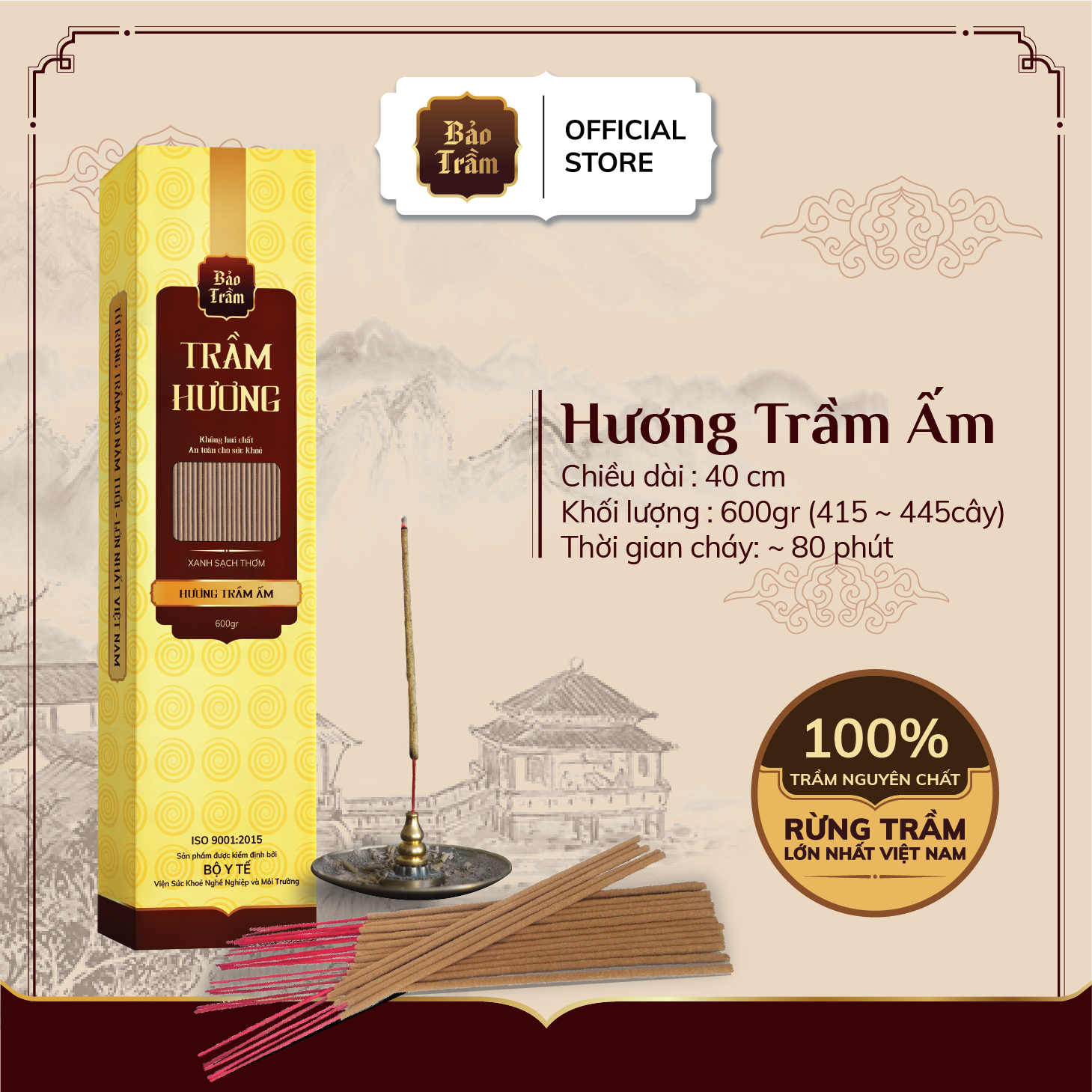 Nhang Trầm Hương Cao Cấp Bảo Trầm 40cm (600g)