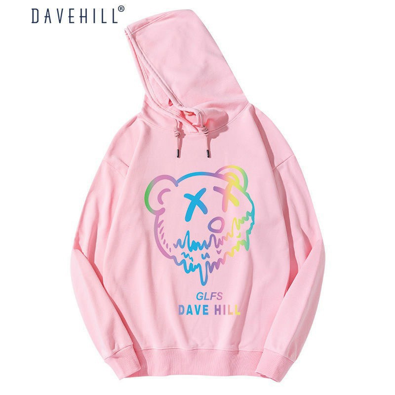 Áo Hoodie phản quang 7 màu DAVE HILL form dưới 70kg decan in xịn, áo hoodie phản quang nữ 7 màu Chất Lượng, áo khoác hoodie hoạt hình mặt cười form rộng phong cách Hàn Quốc