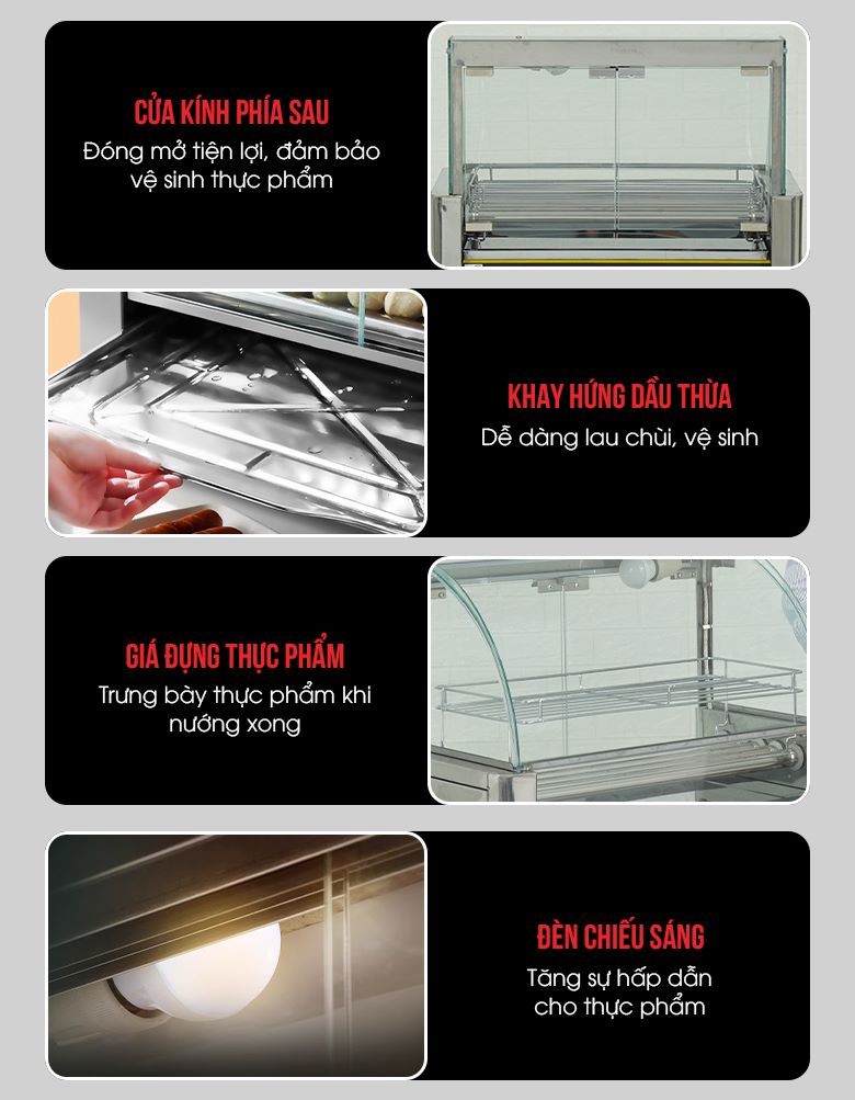 Máy nướng xúc xích 5 thanh CY-5 (kính cong) NEWSUN - Hàng chính hãng