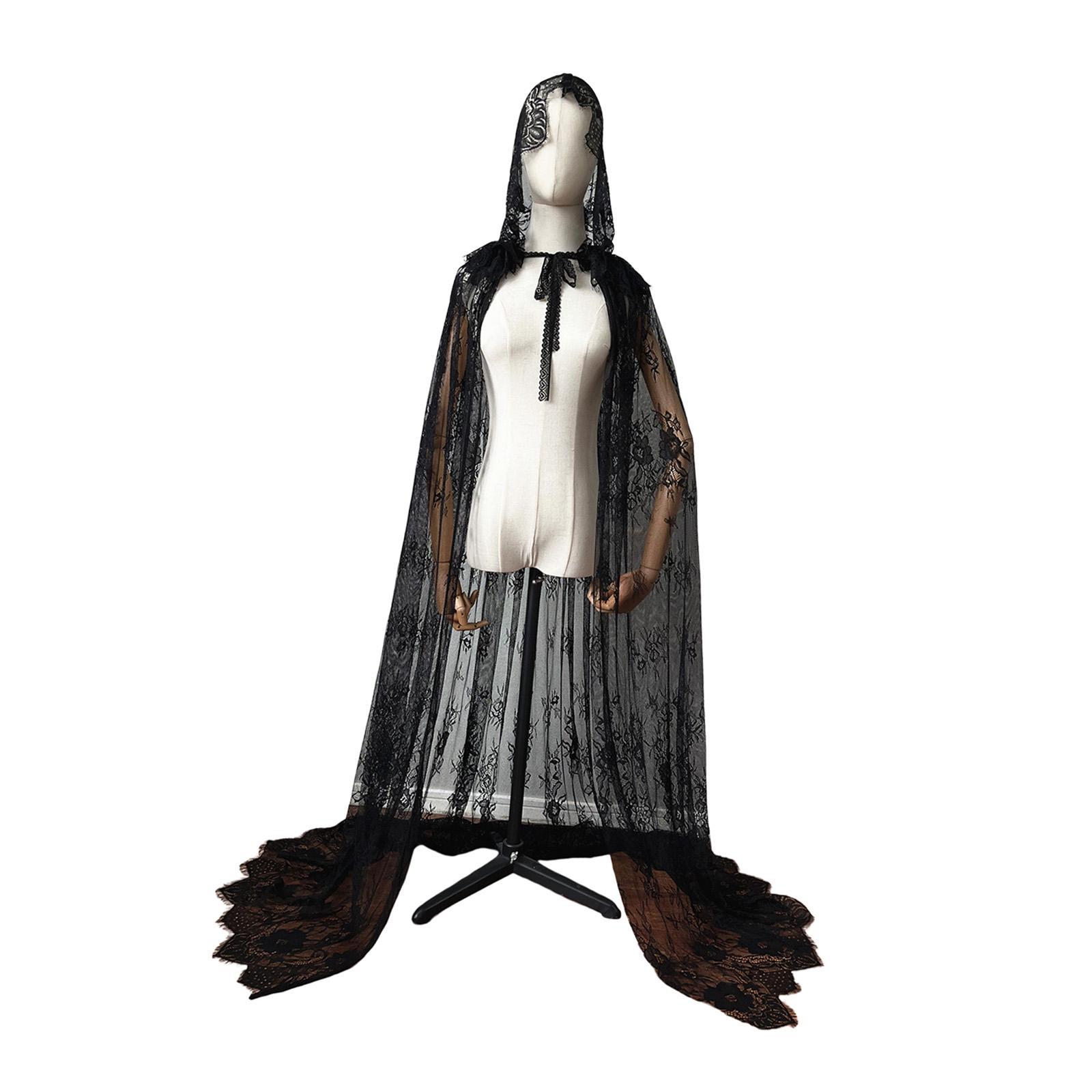 Long Hooded Cloak Cape Hooded Cape Open Front Floor Length Wedding Bridal Cloak for Women Halloween Costume for Medieval Costumes Masquerade