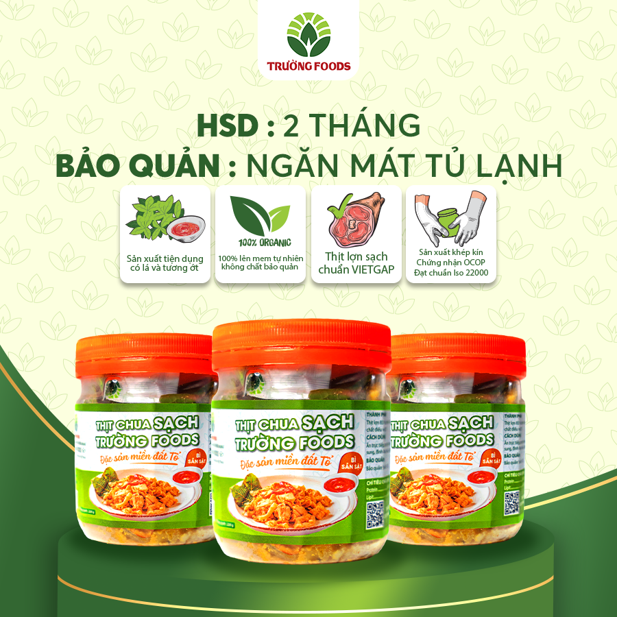 Combo 3 Hộp Thịt Chua Bì Sần Sật Trường Foods 180g/Hộp