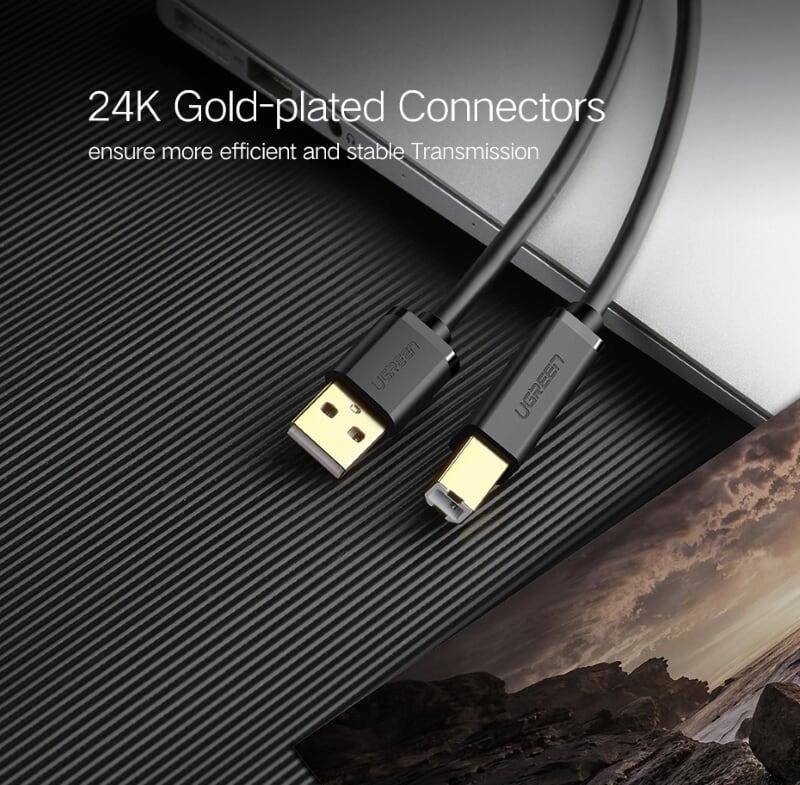Ugreen UG10351US135TK 3M màu Đen Cáp USB 2.0 sang USB B máy in đầu mạ vàng - HÀNG CHÍNH HÃNG