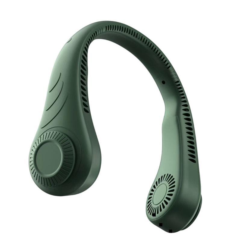 Quạt Đeo Cổ Không Cánh Xoay 360 Độ Màu Xanh Lá Tiện Dụng