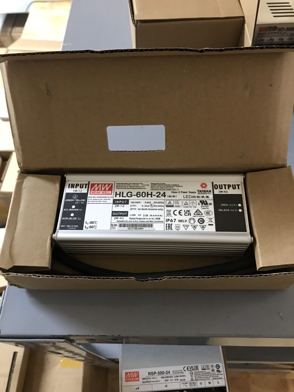 Nguồn LED Driver HLG-60H-24 Meanwell (60W 24V 2.5A), Hàng chính hãng