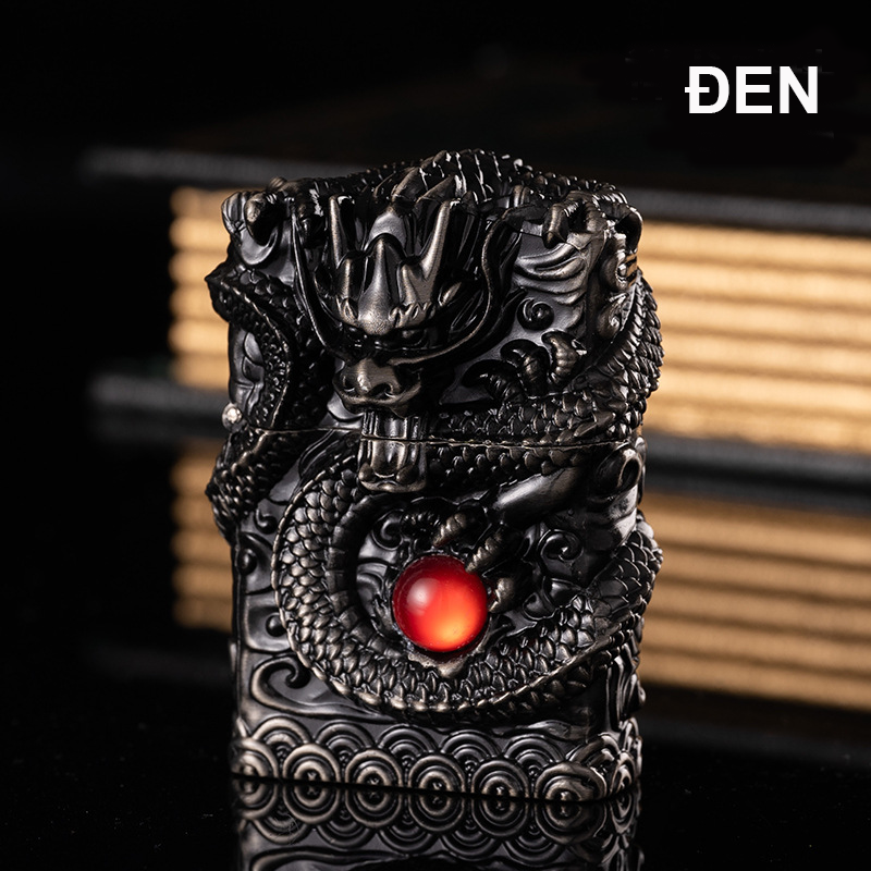 Bật Lửa Zippo Rồng Cẩn Ngọc Đỏ – Xài Xăng