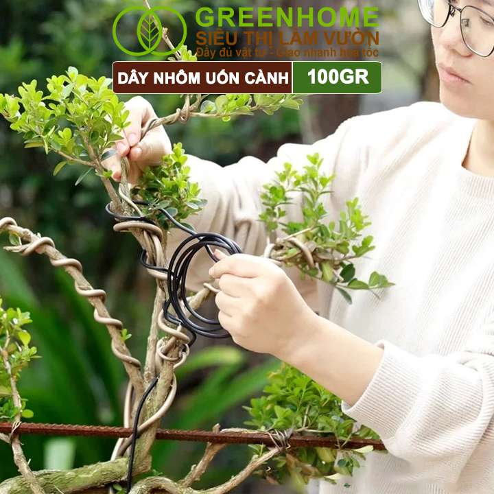Dây Nhôm Uốn Cây Cảnh Bonsai GreenHome, Cuộn 100Gr, Mềm Dẻo Dễ Uốn, Đủ Loại Kích Thước