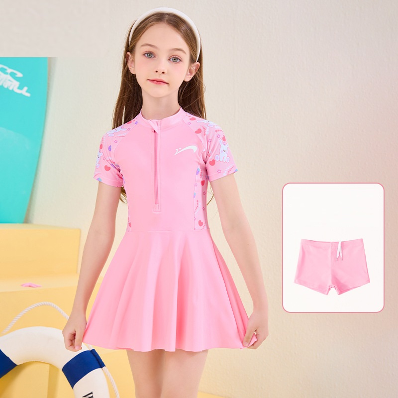 Đồ bơi bé gái rời size đại 2-10 tuổi in hình thỏ và dâu tây cao cấp vải co giãn cực tốt kiểu dáng điệu đà đáng yêu
