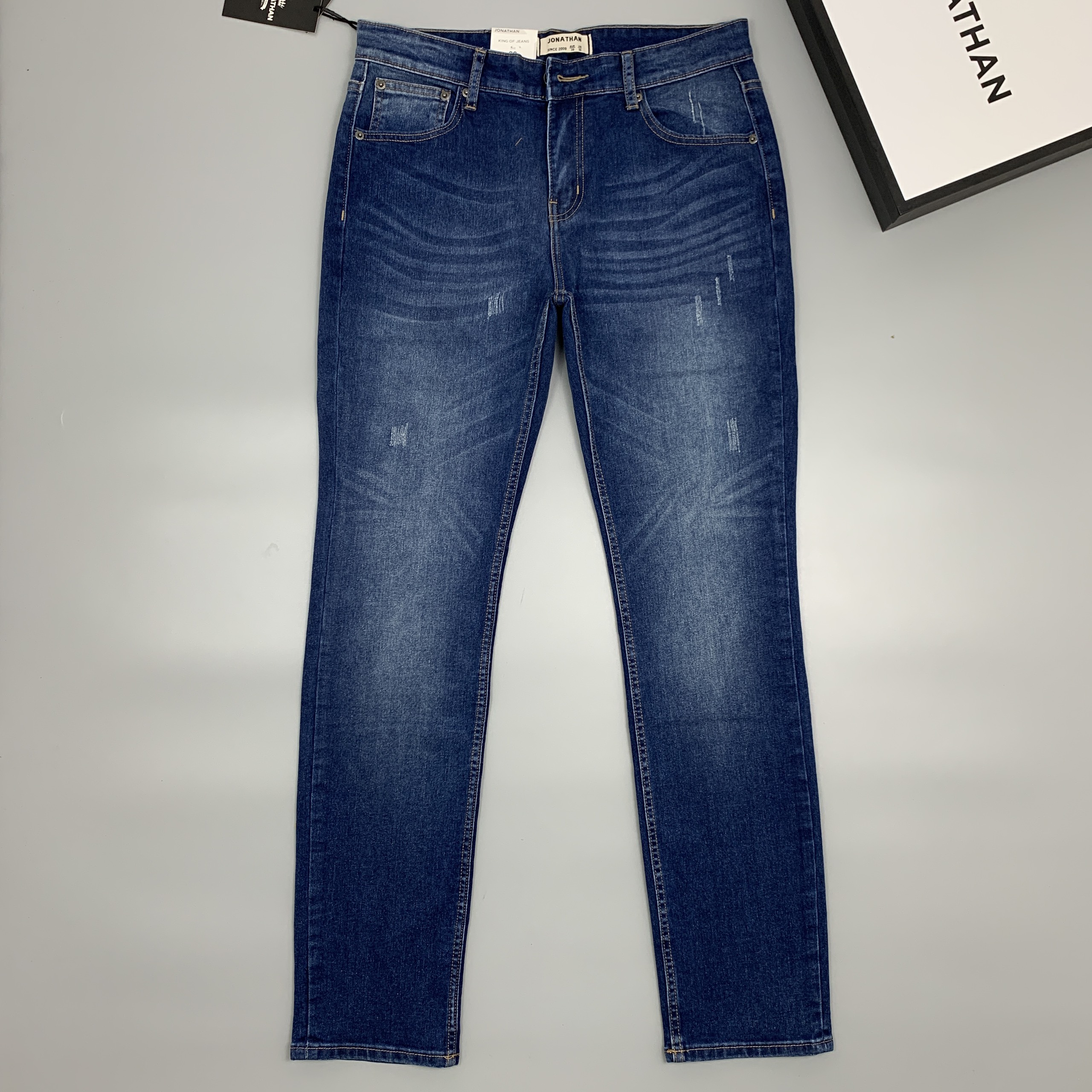 Quần jean nam xanh biển JONATHAN QJ058 vải denim cao cấp co giãn nhẹ 4 chiều, form dáng chuẩn đẹp, trẻ trung, hottrend