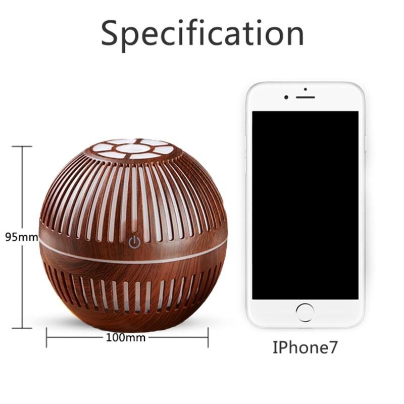 130ml Wood Grain Air Humidifier USB Rechargeable Humidifier Essential Aroma Oil Diffuser Ultrasonic Mini Mist Maker LED Ligh