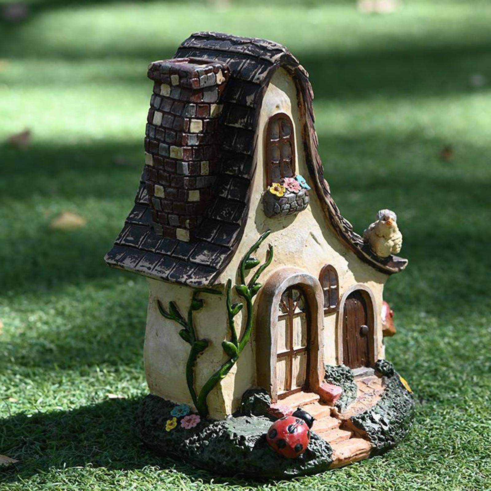 Resin Fairy Garden House Accessories Miniature Figurines Fairy Garden Supplies Dercoration for Outdoor Lawn Porch Roof