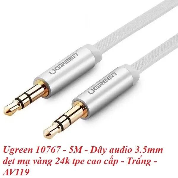 Ugreen UG10767AV119TK 5M màu Trắng Cáp âm thanh 2 đầu 3.5mm dương - HÀNG CHÍNH HÃNG