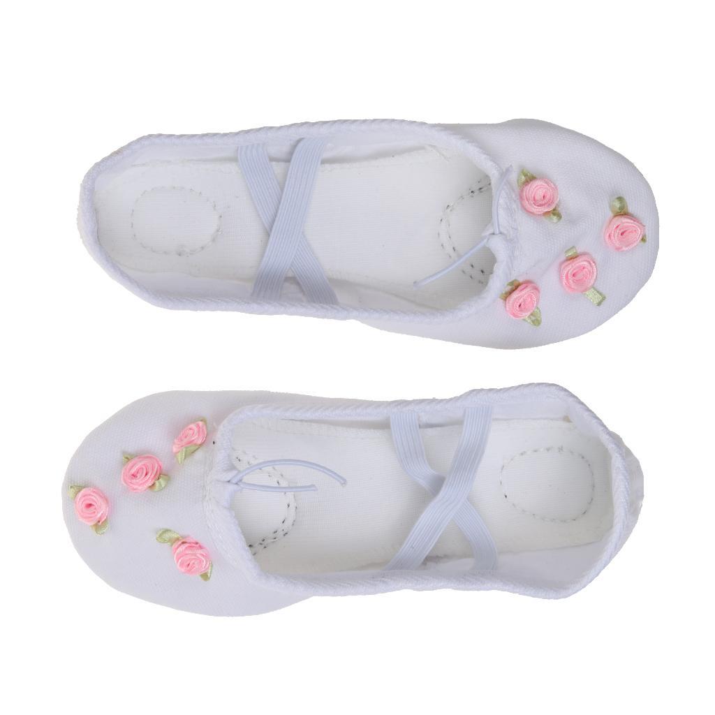 New Soft Dance Ballet Yoga Canvas Leather Split Sole Shoes For Child Girls