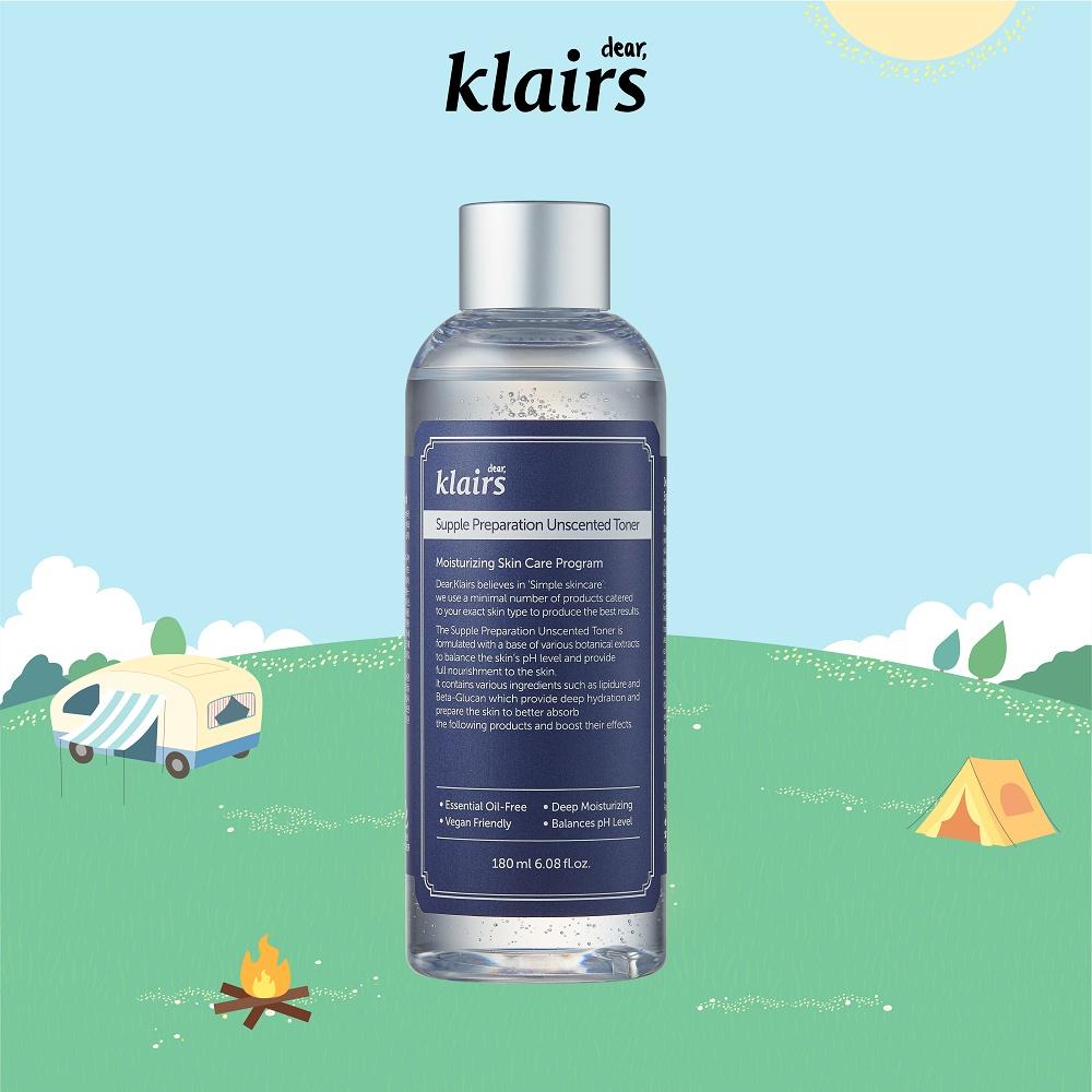 Nước hoa hồng Dear, Klairs Supple Preparation Unscented Toner 180ml