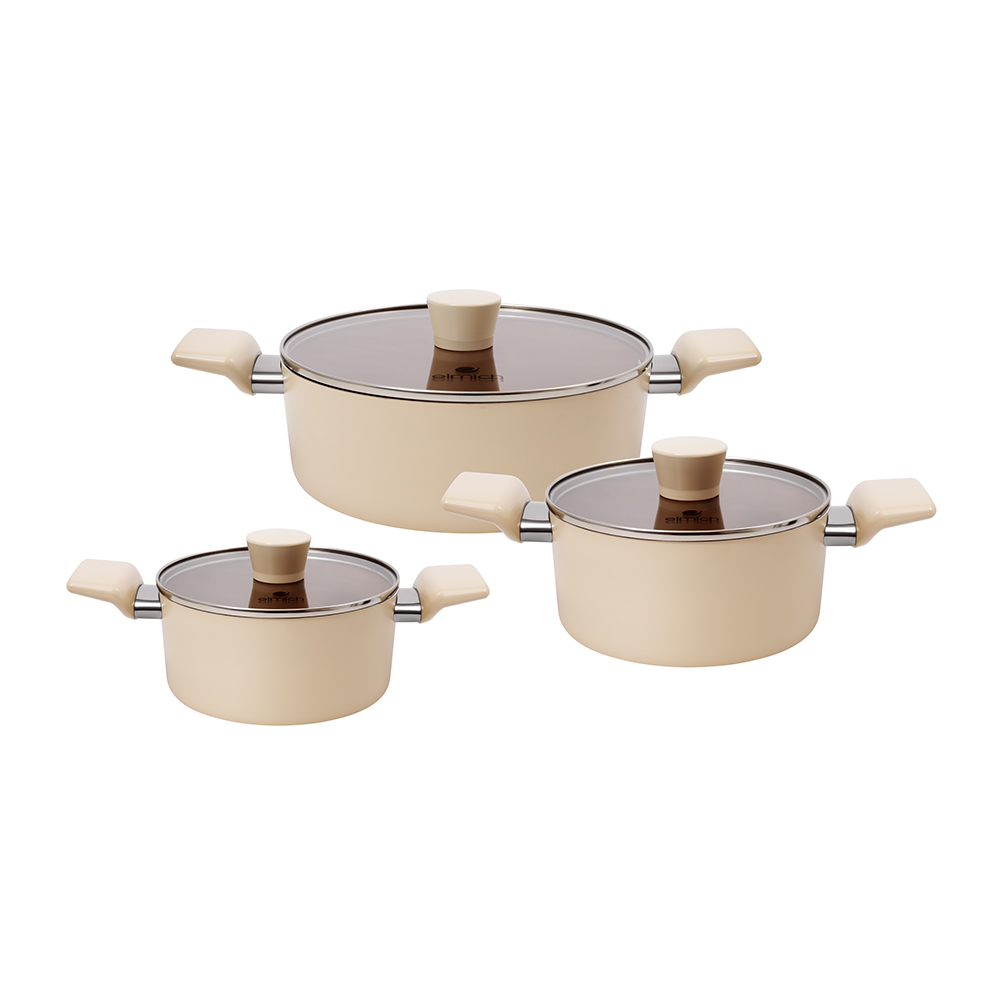 Bộ nồi chống dính Ceramic Elmich Mocha EL5248MC01 Size 18, 20, 24cm