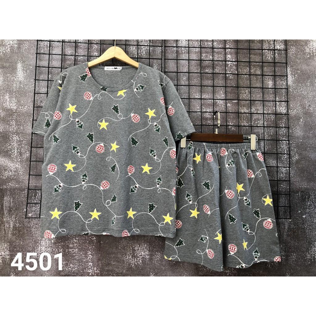 4501 - Xám - Xl - Đồ bộ short BIG SIZE Họa tiết cây thông không túi SN&lt;140