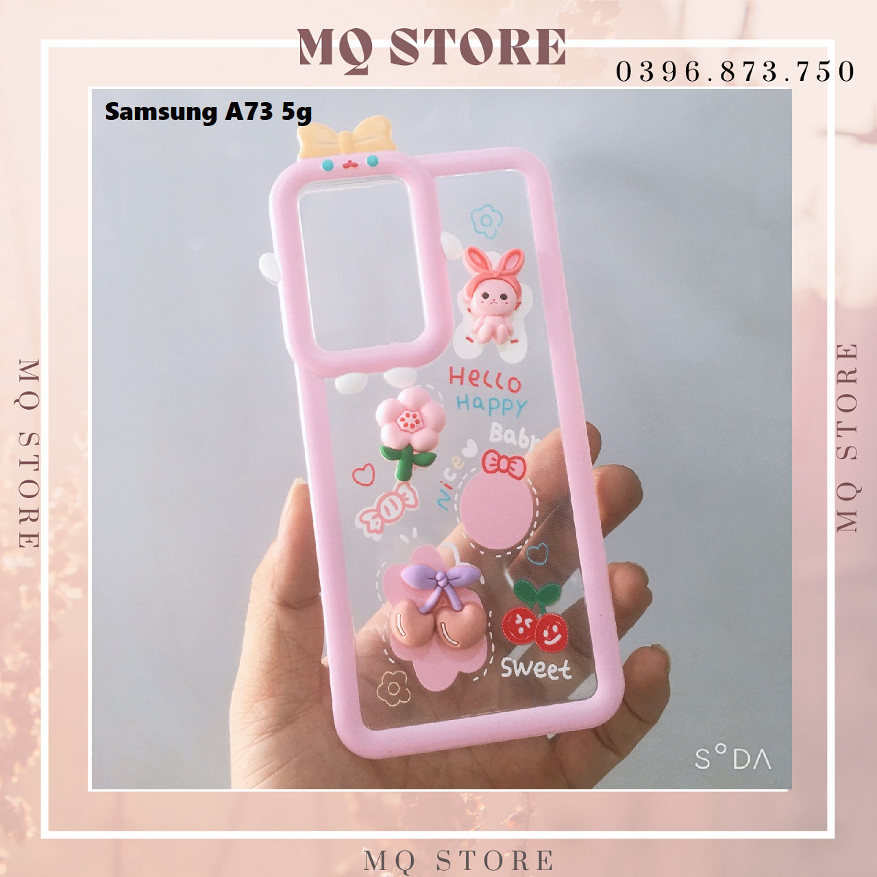 Ốp lưng TPU dẻo viền vuông camera nơ gắn thú nỗi dành cho Samsung A73 5g