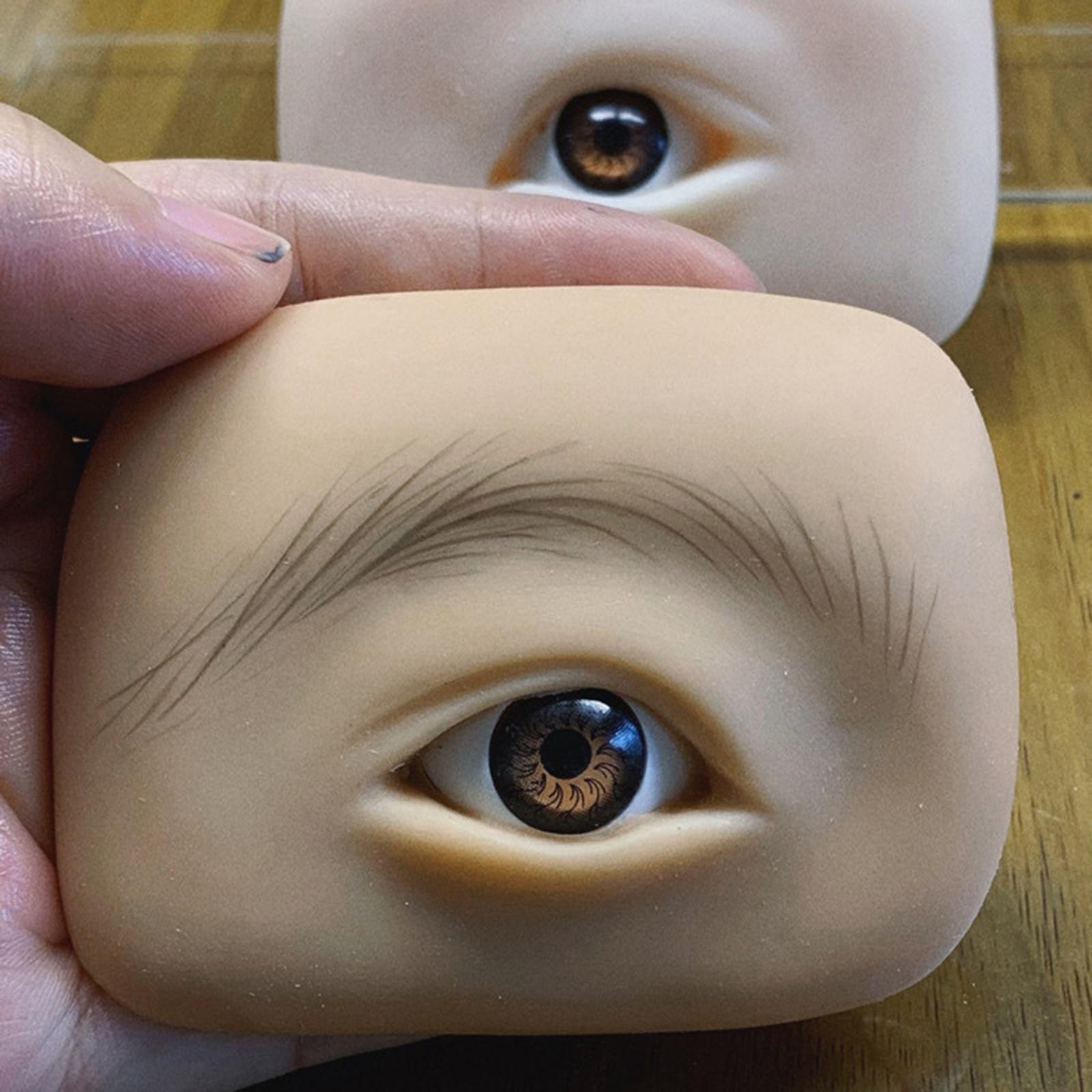 Silicone Eye model, makeup Practice Makeup Supplies Brown Left