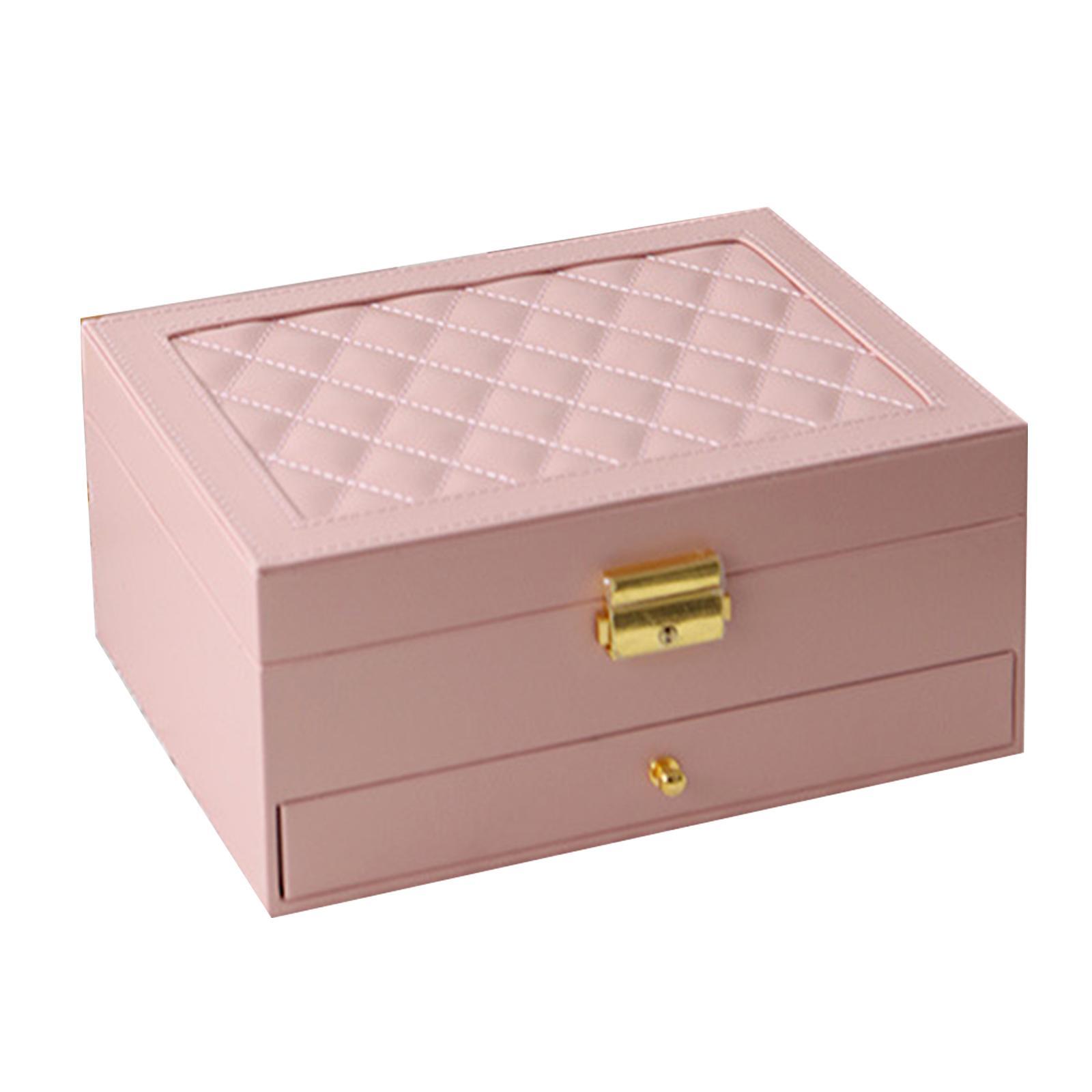 Dual Layer Jewelry Storage Box Showcase Large Necklace Rings Pendant