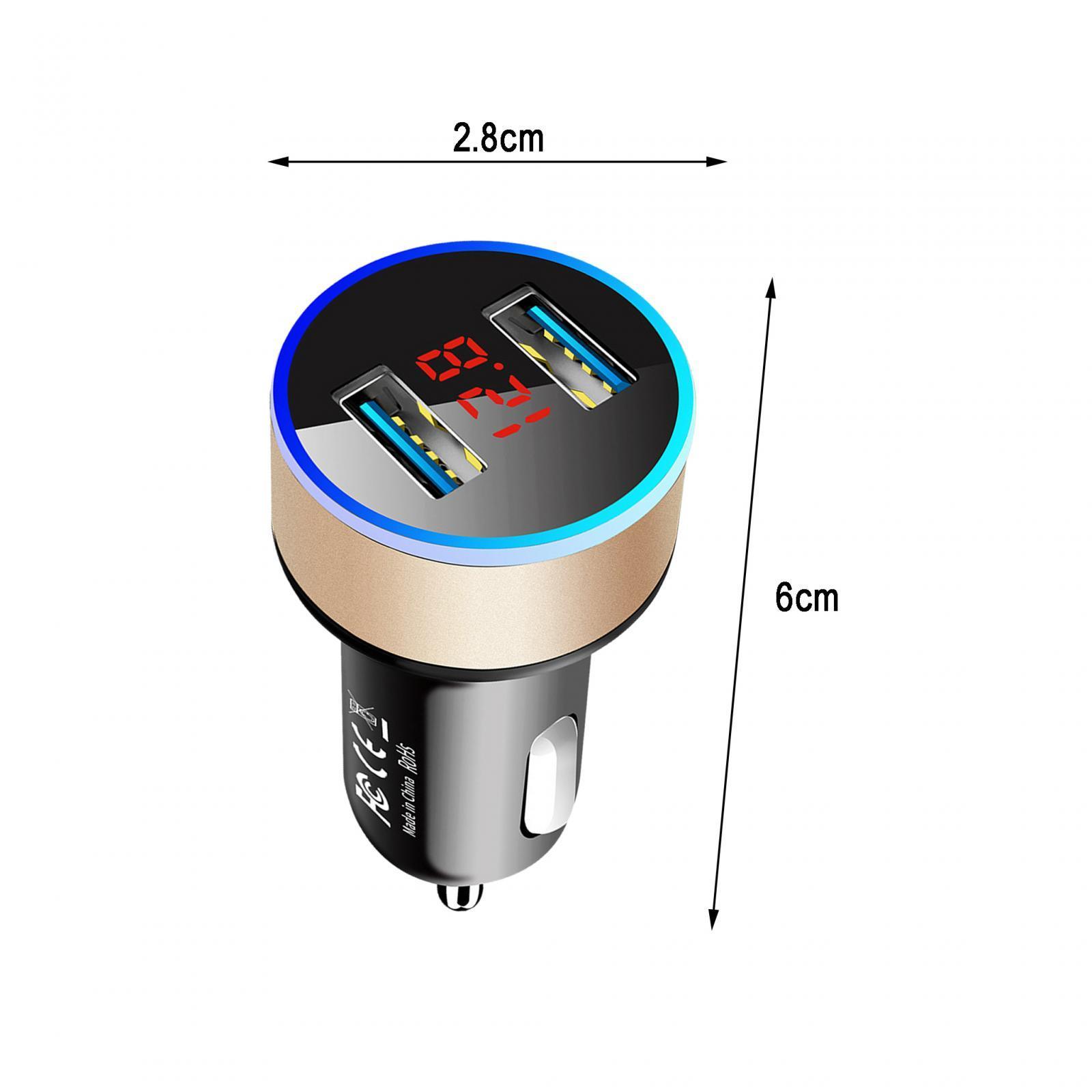 Car Charger with Voltage Dual Ports for Smartphones MP3 Cameras