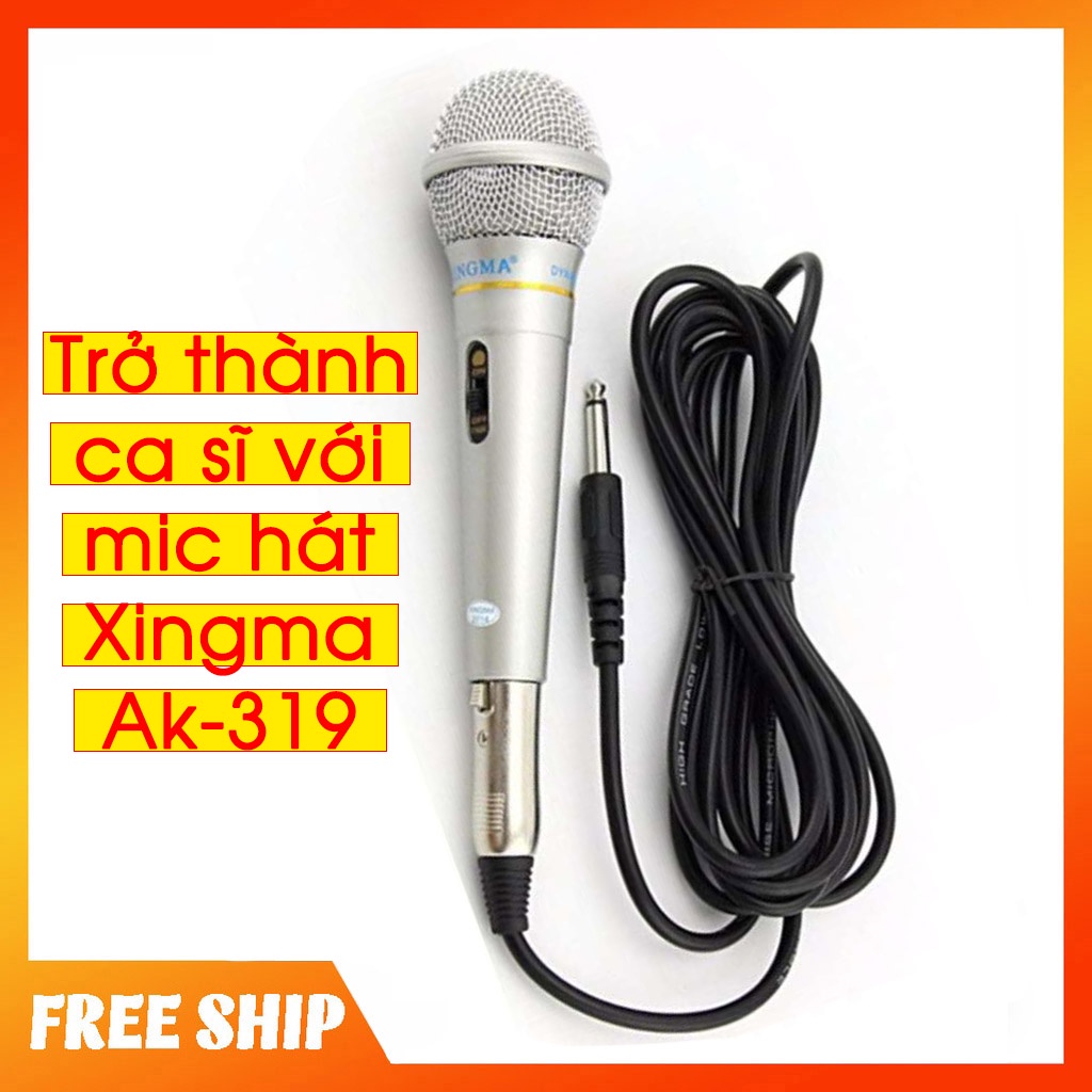 Micro hát karaoke XINGMA AK-319 , Mic hát có dây chống hú cao cấp ( Bảo Hành 1 Năm)