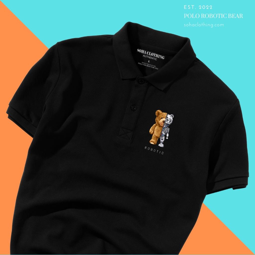 Áo Thun Polo Nam Basic cổ bẻ vải Cá Sấu chuẩn form,hình in sắc nét, BEAR ROBOTIC -SoHa Clothing