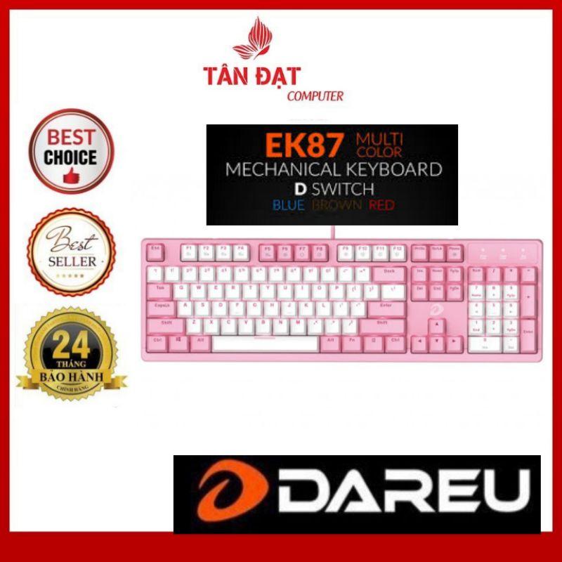 Bàn Phím Cơ Dareu EK87- PINK -White Gaming - Hàng chính hãng