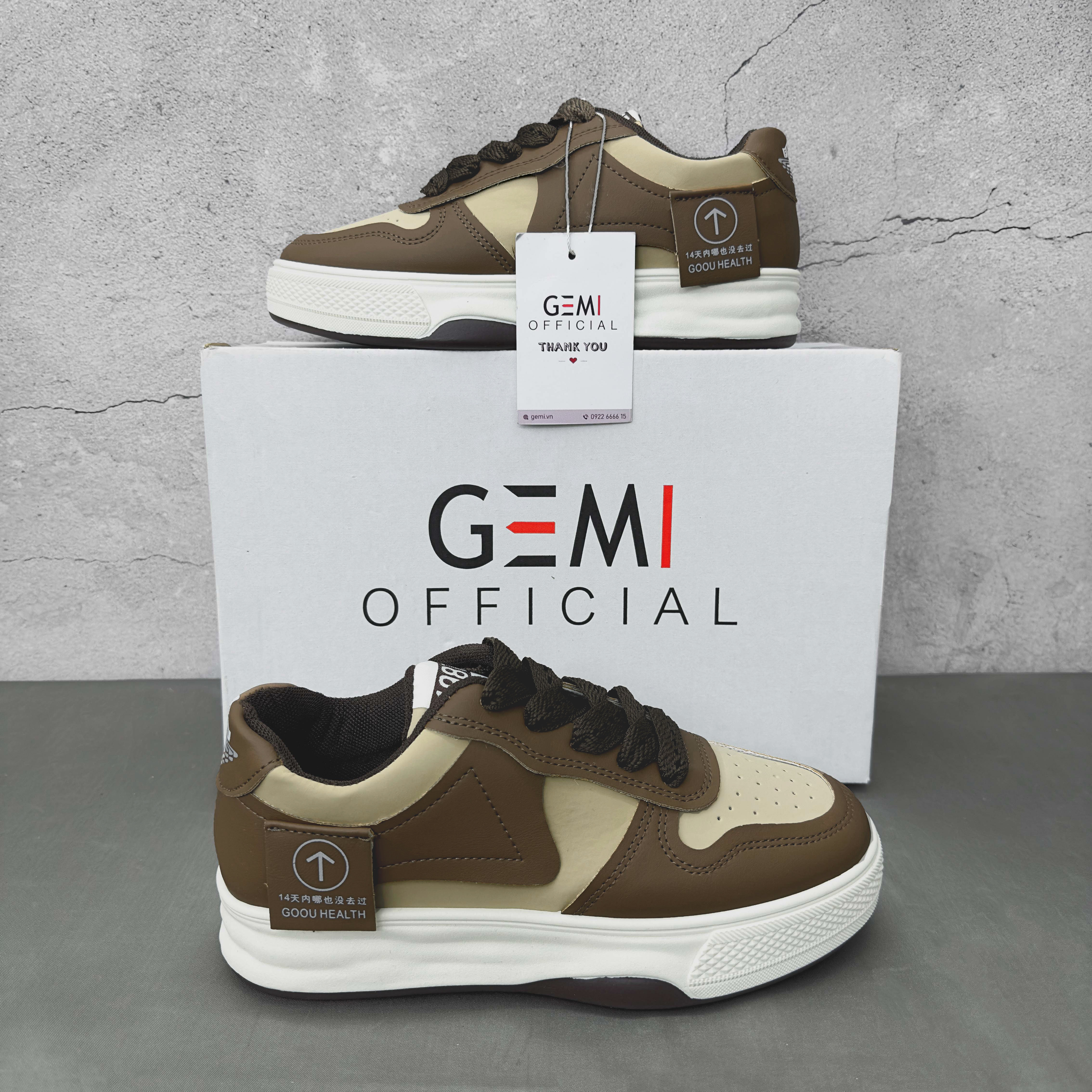 Giày thể thao nữ GEMI - giày ullzzang màu đen- nâu, Thời trang năng động- M7124