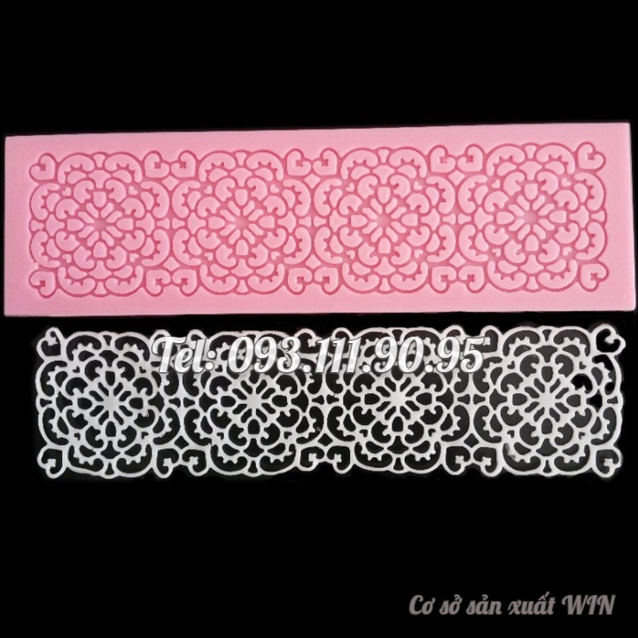 Khuôn silicon làm viền bánh, rau câu, socola, fondant hình ren hoa văn kim cương – Mã số 1268